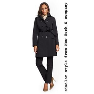 New York & Company Black Belted Trench Coat Size M